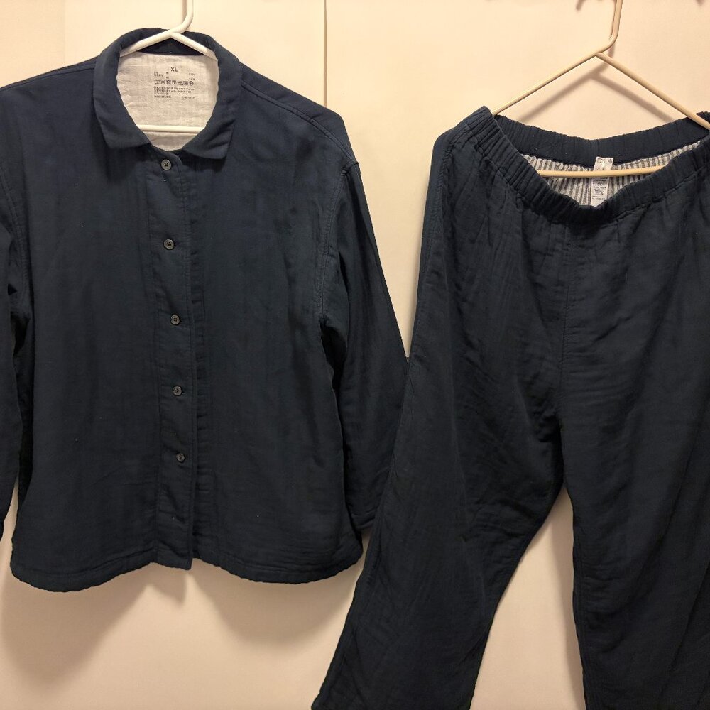 Muji Women Organic Cotton Quadruple Gauze Long Sleeves Pajamas